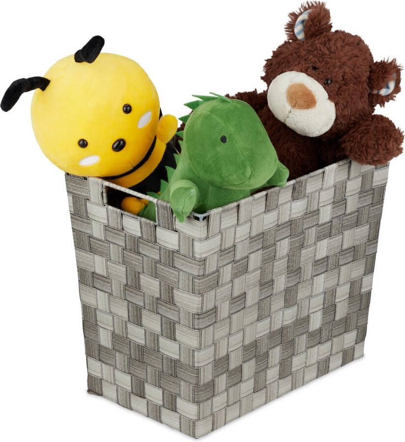 Relaxdays opbergmand gevlochten badkamer mand mandje speelgoed kast organizer hoog grijs