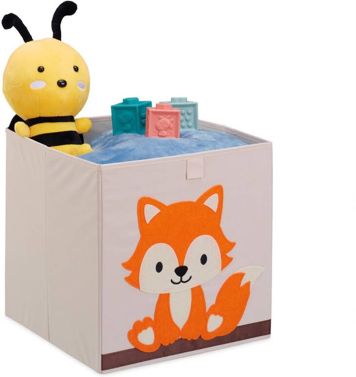 Relaxdays opbergmand kinderkamer opvouwbaar opbergbox speelgoed speelgoedmand vos