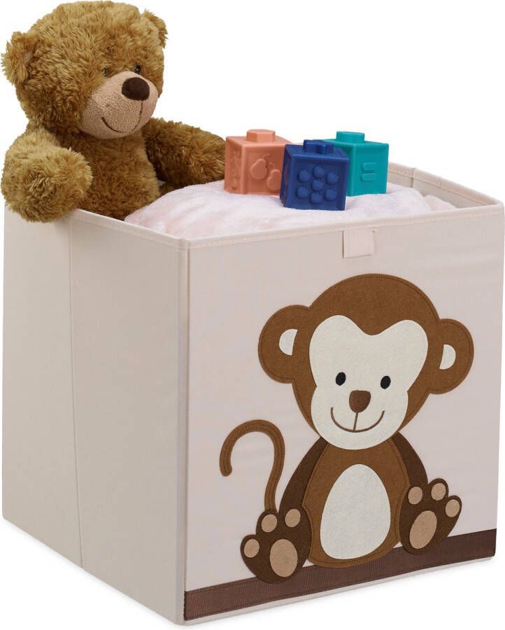 Relaxdays opbergmand kinderkamer opvouwbare kastmand speelgoedmand aap babykamer