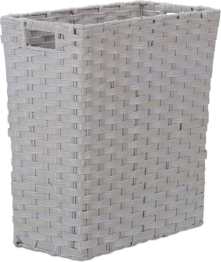 Relaxdays opbergmand kunststof gevlochten mand 30 L papierbak paraplubak rechthoek grijs