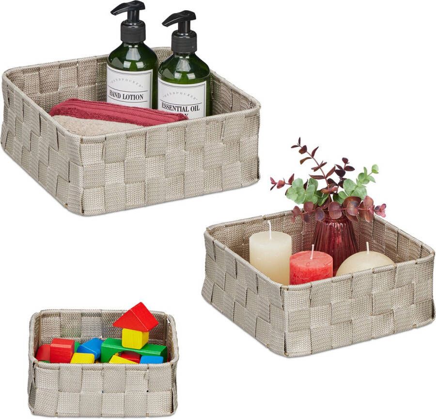 Relaxdays opbergmand set van 3 organizers kast & rek kunststof metalen frame