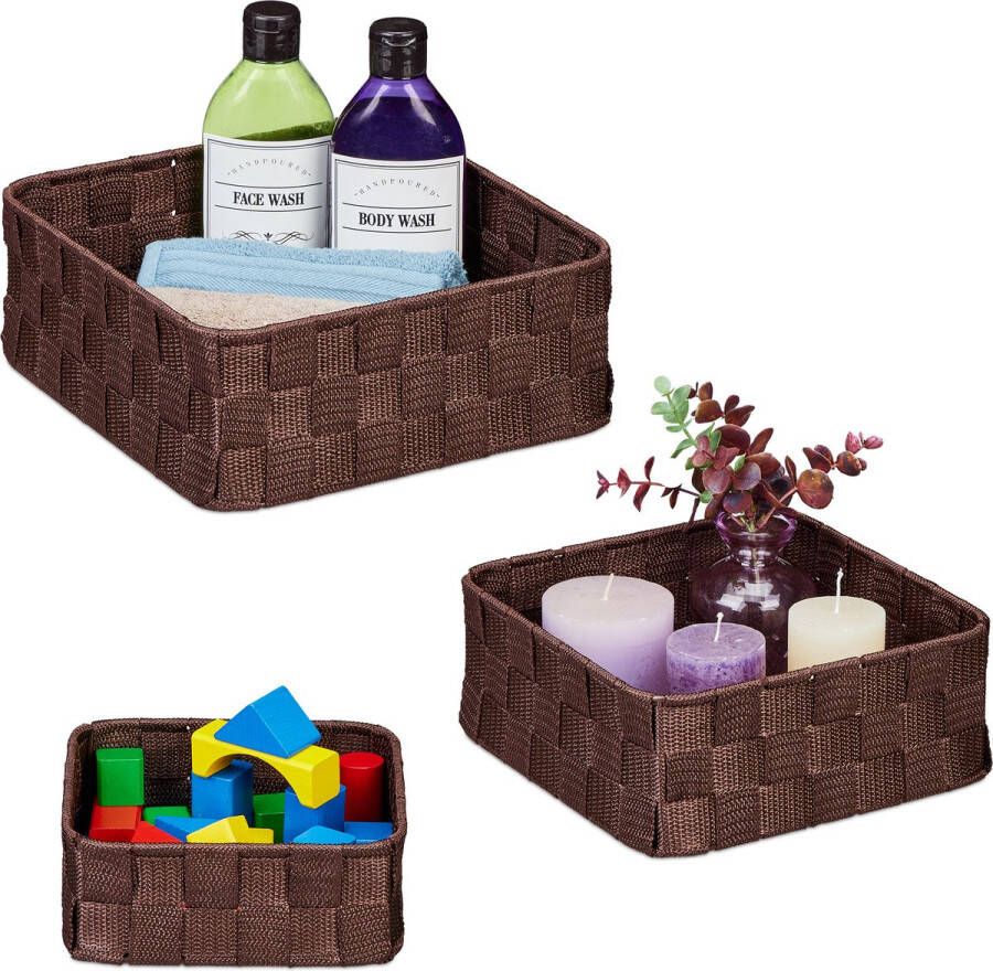 Relaxdays opbergmand set van 3 organizers kunststof kastmanden gevlochten