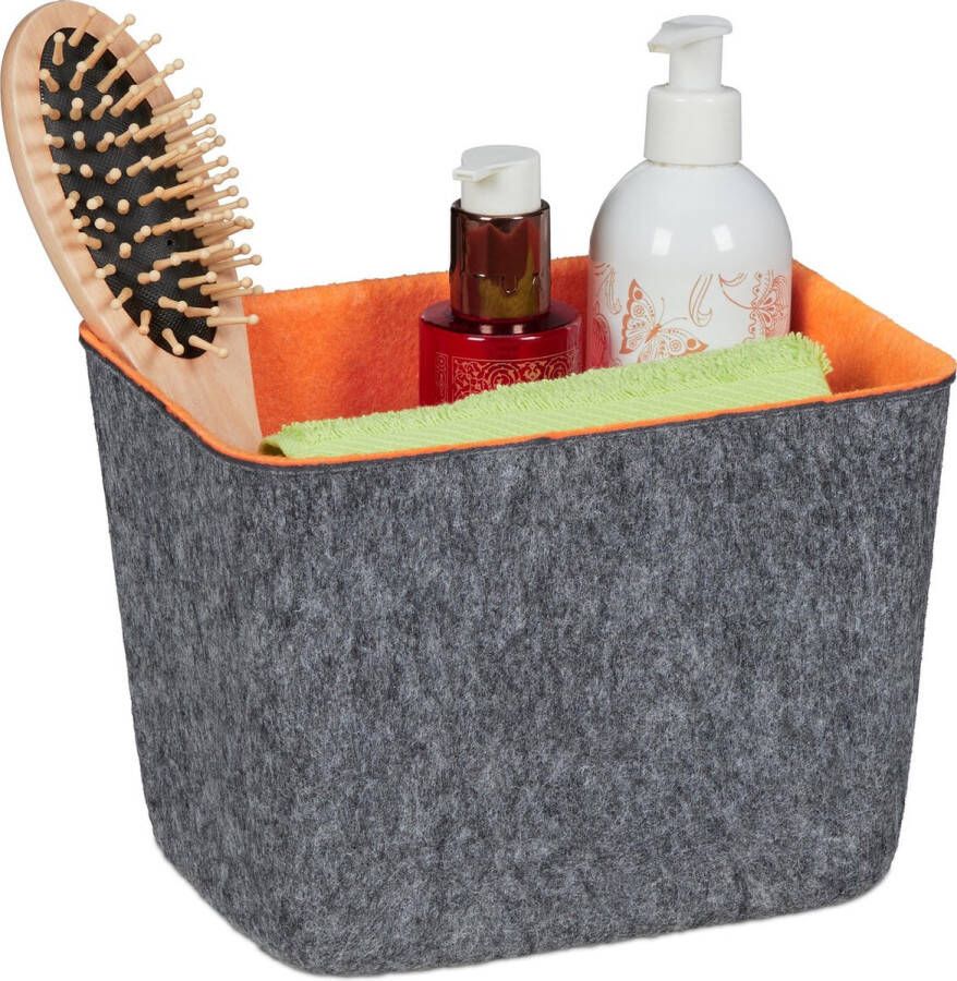 Relaxdays opbergmand vilt kast organizer vilten opbergbox opberger mandje bureau