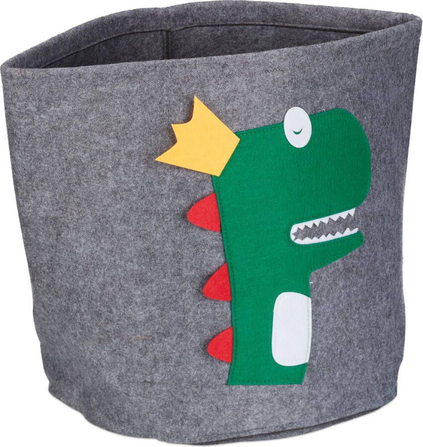 Relaxdays opbergmand voor kinderen opberger met dierenprint speelgoedmand opvouwbaar dino