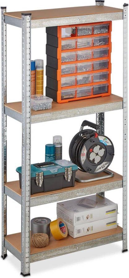 Relaxdays opbergrek metaal stellingkast verzinkt tot 700 kg 150x70x30 cm 4 etages