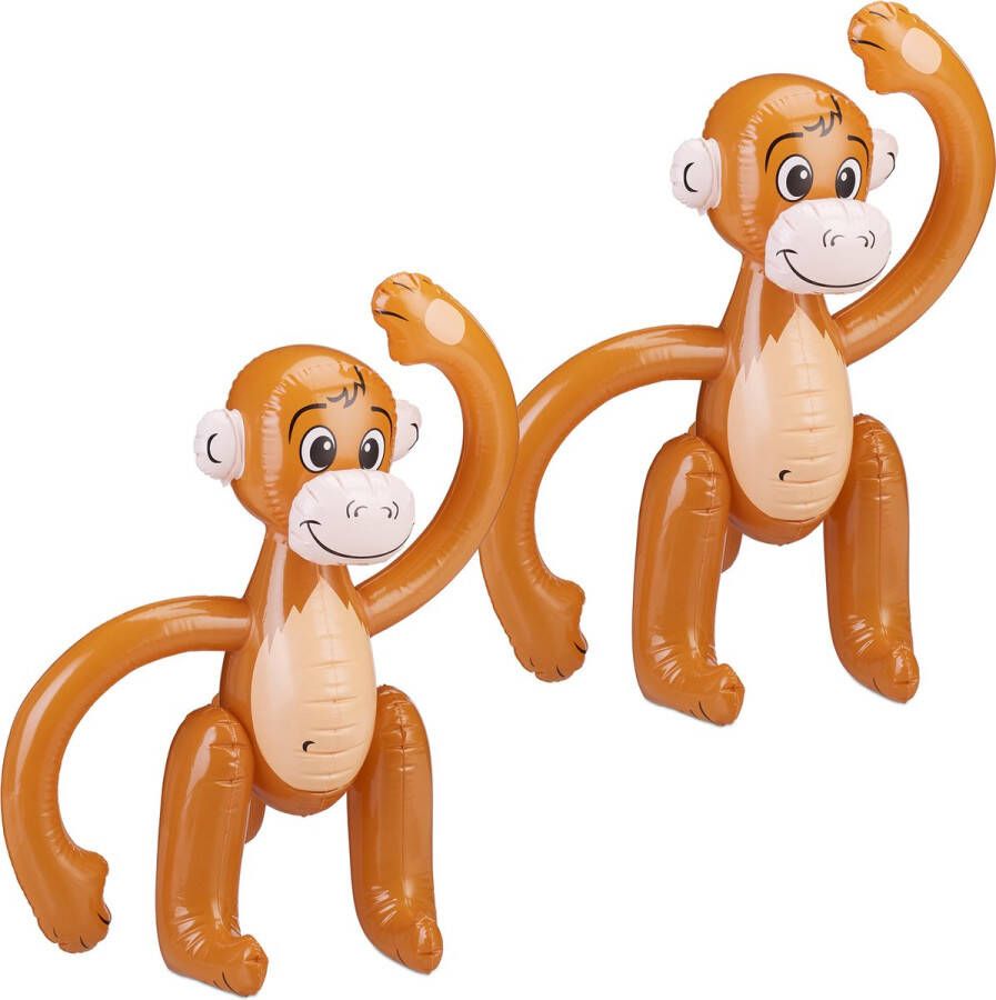 Relaxdays opblaasbare aap set van 2 opblaasdieren jungle themafeest zwembad
