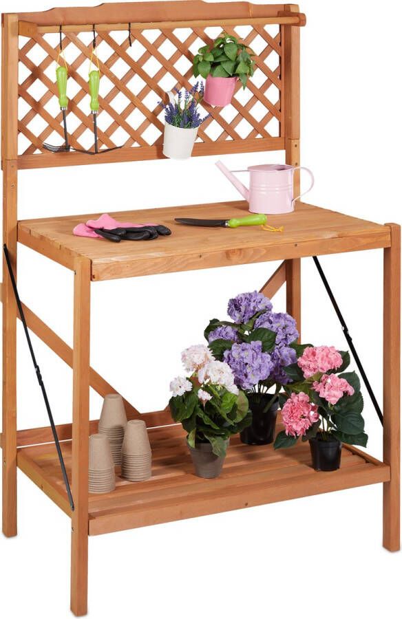 Relaxdays oppottafel inklapbaar plantentafel buiten tuinwerktafel hout tuinwerkbank