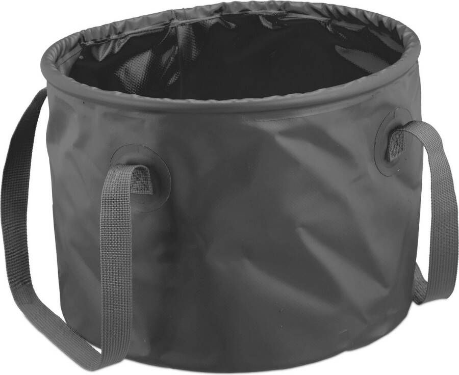 Relaxdays opvouwbare emmer camping 15 l met hengsel plooibaar visemmer outdoor grijs