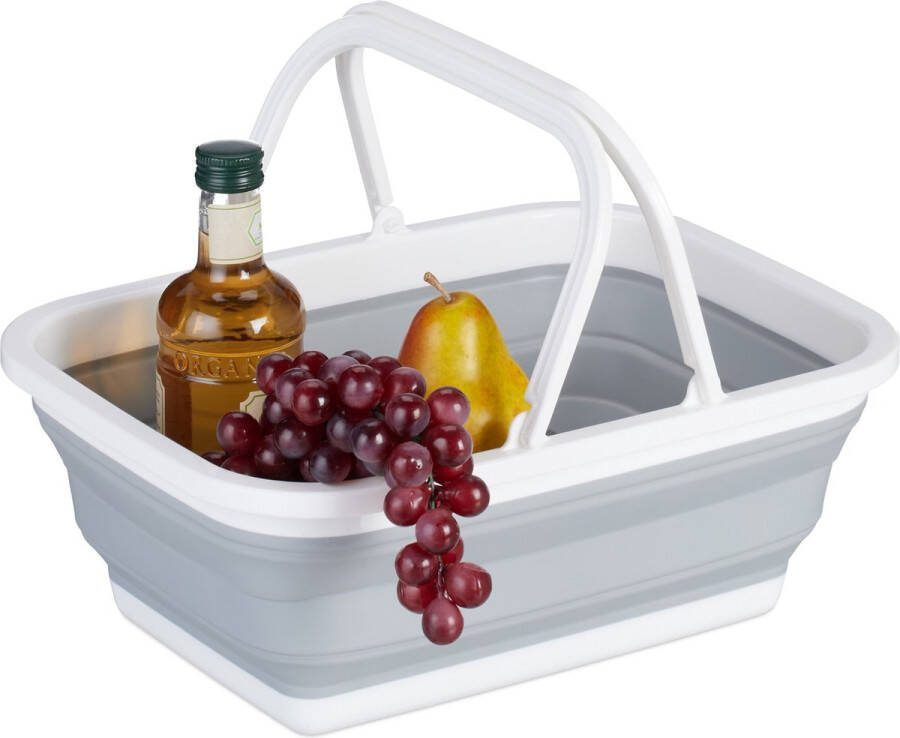 Relaxdays opvouwbare mand afwasbak camping 8 liter boodschappenmand picknickmand