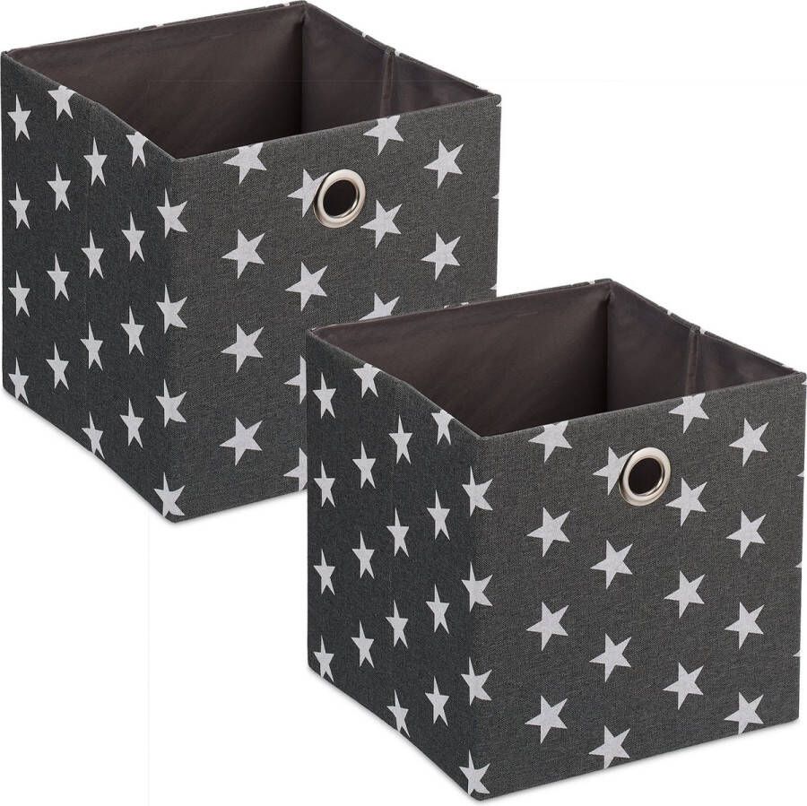 Relaxdays opvouwbare opbergmand speelgoedmand set van 2 badkamermand stoffen mand