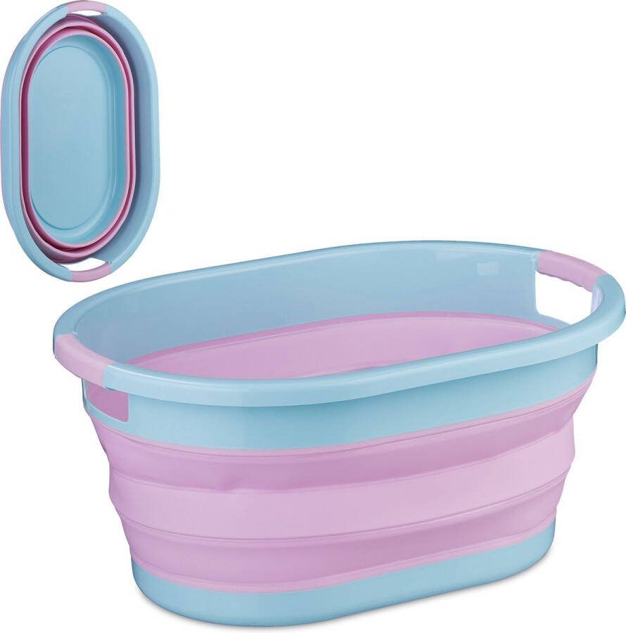 Relaxdays opvouwbare wasmand 22 l wasgoedmand kunststof heupwasmand ruimtebesparend