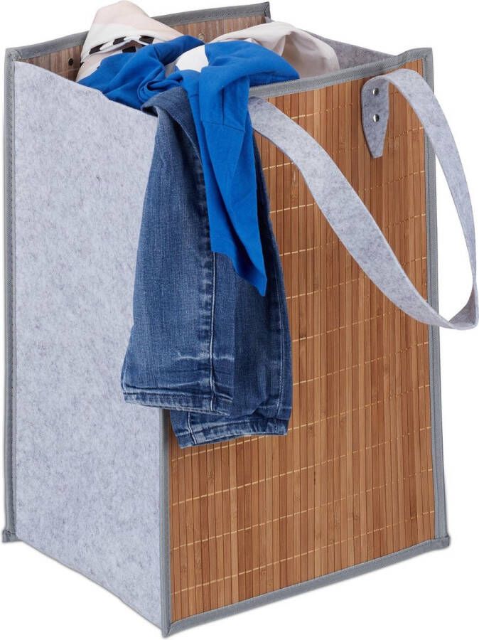 Relaxdays Opvouwbare Wasmand met Hengsel Wasmand Wastas Draagbaar 70L