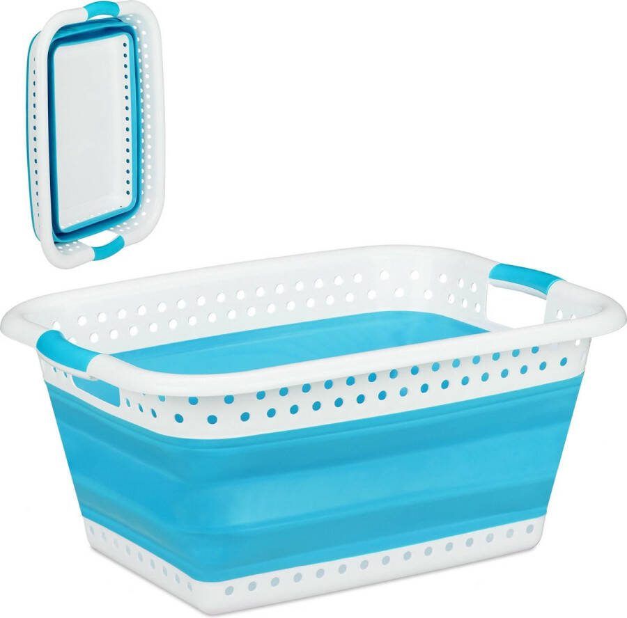 Relaxdays opvouwbare wasmand plastic kunststof mand voor wasgoed inklapbaar 37 L benzine