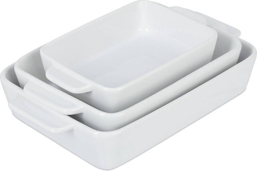 Relaxdays ovenschalen set 3x keramiek ovenschaal lasagneschalen serveerschaal
