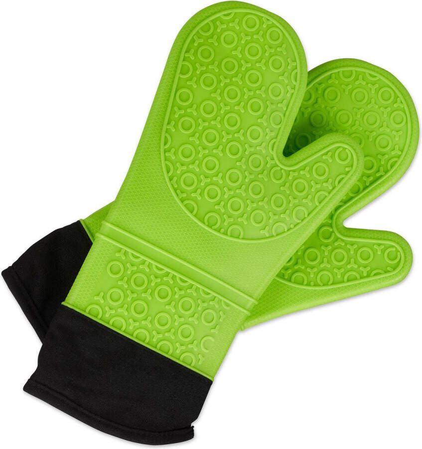 Relaxdays ovenwanten siliconen antislip ovenhandschoenen bbq handschoenen groen