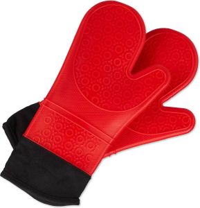 Relaxdays ovenwanten siliconen antislip ovenhandschoenen bbq handschoenen rood