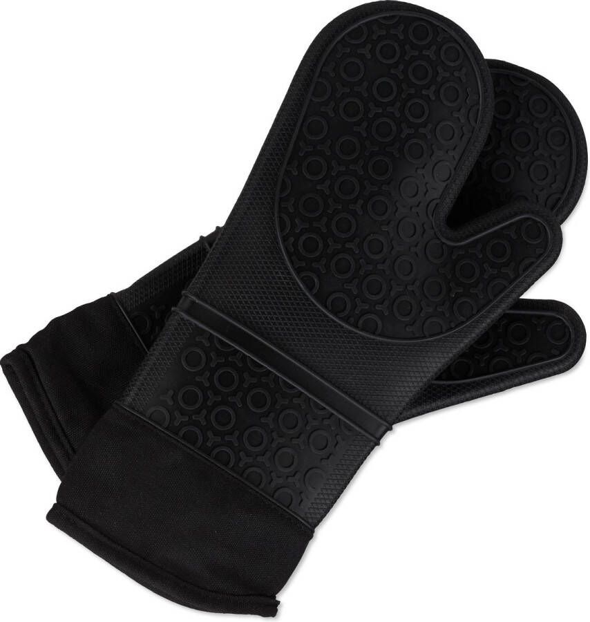 Relaxdays ovenwanten siliconen antislip ovenhandschoenen bbq handschoenen zwart