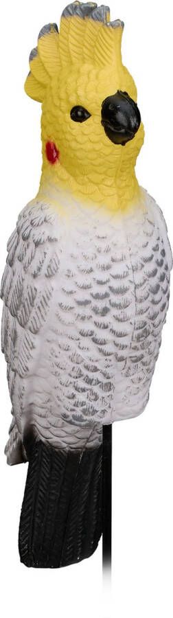 Relaxdays papegaai beeld kaketoe decoratie tuinbeeld kunststof vogelbeeld op stok