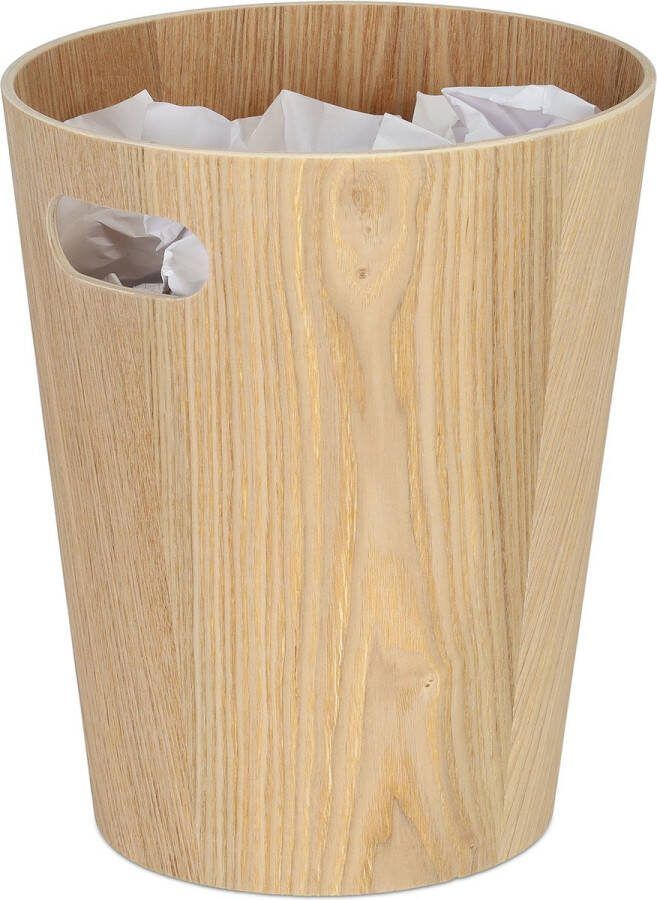 Relaxdays papierbak kantoor prullenmand hout papier verzamelbak oud papier bak 7.5 l