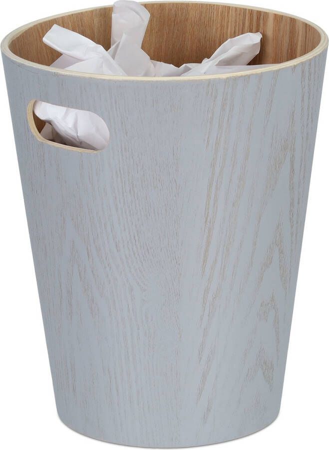 Relaxdays papierbak kantoor prullenmand hout papier verzamelbak prullenbak 7.5 liter