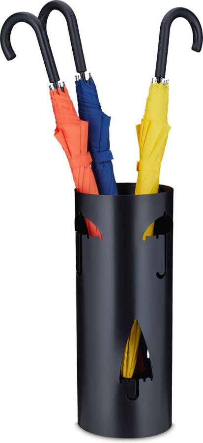 Relaxdays paraplubak modern parapluhouder 47 5 x 19 cm met lekbak staal zwart