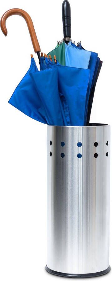 Relaxdays paraplubak rvs met lekbak ronde parapluhouder metaal paraplustandaard modern