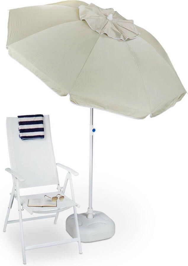 Relaxdays parasol 180 cm kantelbaar in tafel in parasolvoet camping