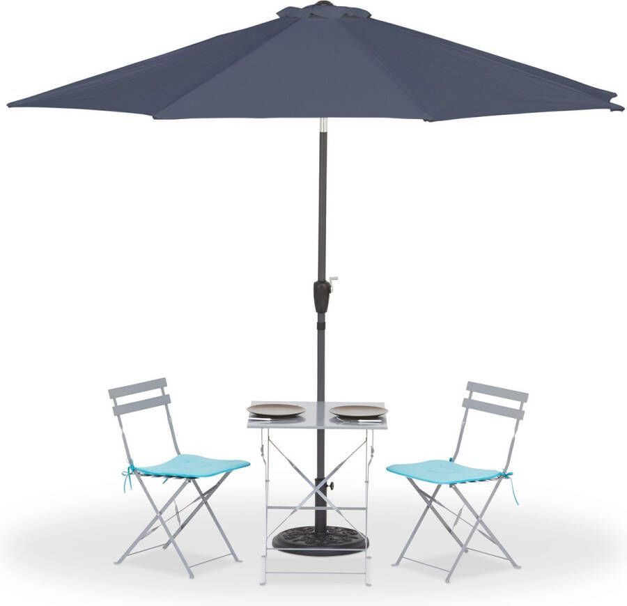 Relaxdays parasol Ø 300 cm tuinparasol kantelbaar zonwering polyester antraciet