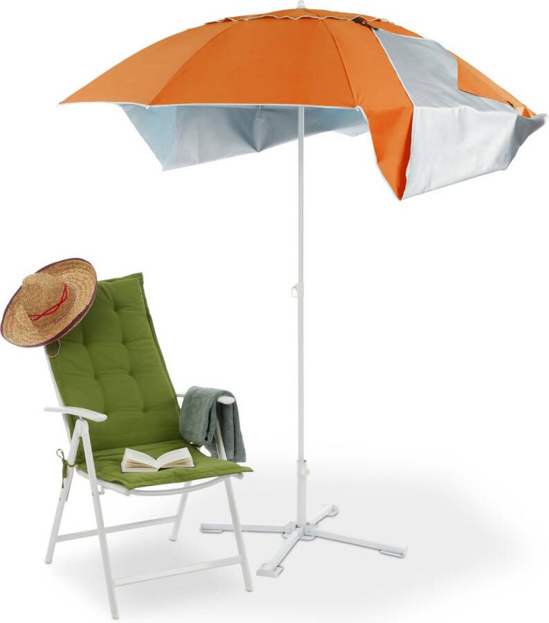 Relaxdays parasol strandtent in draagtas uv 50 strandparasol met zijwanden camping