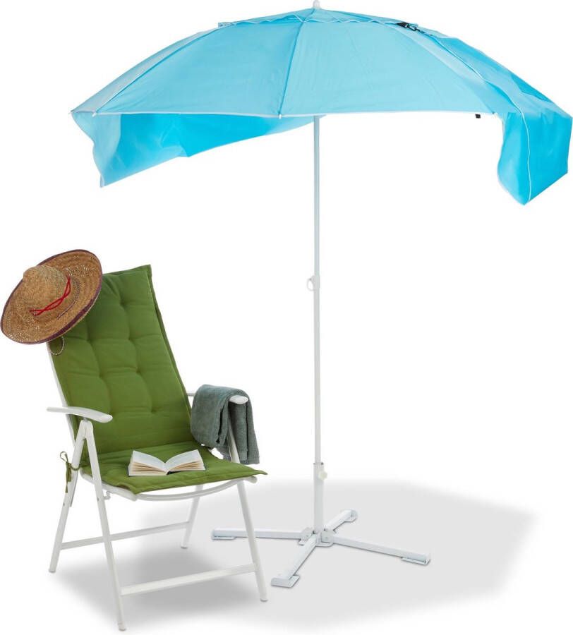 Relaxdays parasol strandtent strandparasol met draagtas tent als zonnebescherming blauw
