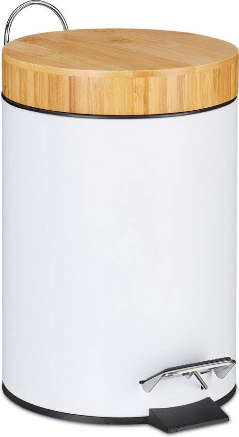 Relaxdays Pedaalemmer 3 liter afvalemmer badkamer afvalbak toilet softclose wit