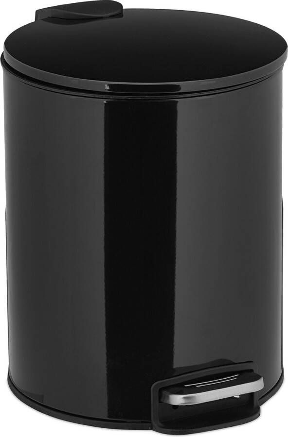 Relaxdays pedaalemmer 5 liter prullenbak binnenemmer afvalbak met deksel metaal zwart