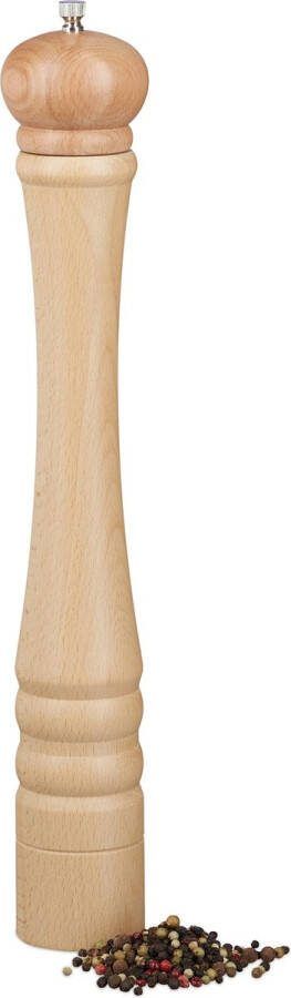 Relaxdays pepermolen 40 cm berkenhout keramiek maalwerk kruidenmolen zoutmolen Naturel