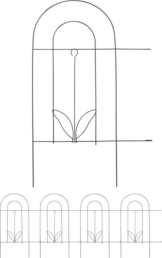 Relaxdays perkhekje metaal 80 cm 5-delig borderhekje vijver sierhekje tuin