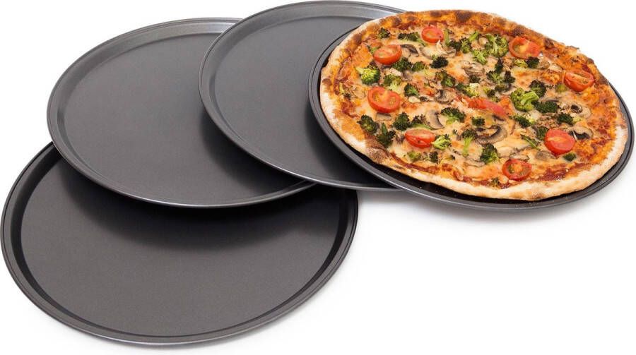 Relaxdays pizzaplaat rond 1 cm bakplaat pizza bakset plaat voor pizza pizzavorm