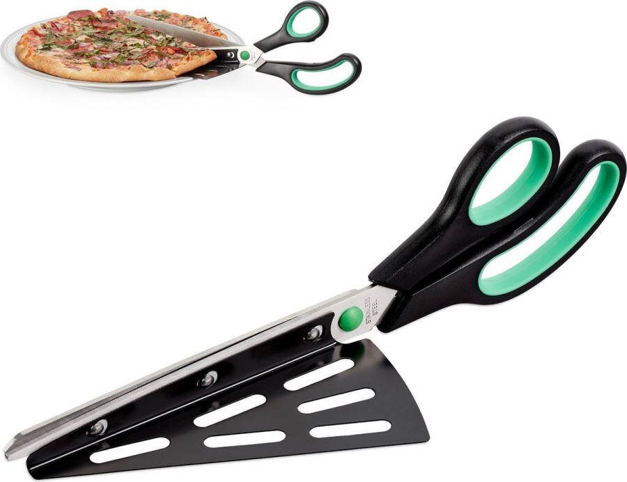 Relaxdays pizzaschaar met pizzaschep edelstaal pizzasnijder keukenschaar taartschep