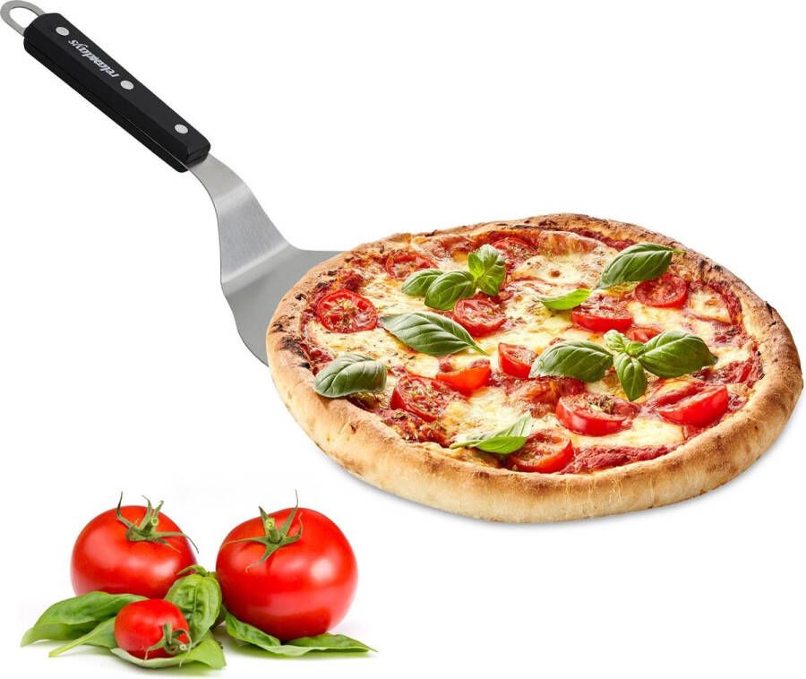 Relaxdays pizzaschep met houten handvat pizzaspatel roestvrij staal pizza schep