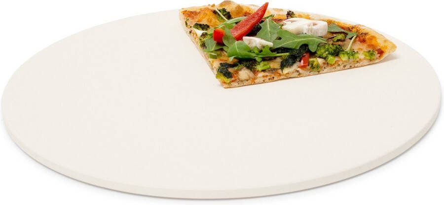 Relaxdays Pizzasteen rond cordieriet pizzaplaat baksteen voor oven of bbq beige