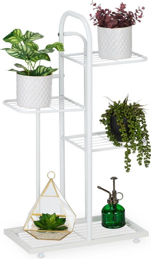 Relaxdays planten etagère 4 etages ruimtebesparend plantenrek kruiden met voetjes