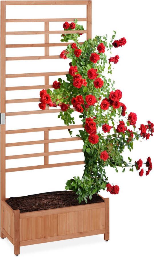Relaxdays plantenbak met klimrek rechthoekige bloembak met trellis klimop balkon
