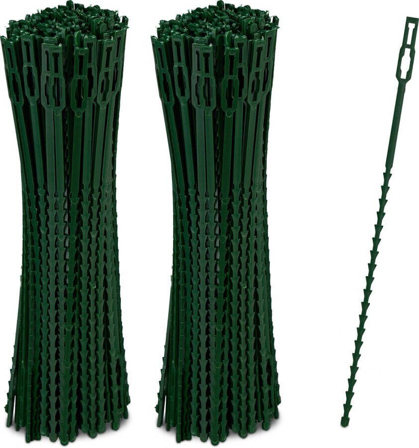 Relaxdays plantenbinders 23 cm set van 400 kabelbinders voor planten verstelbaar