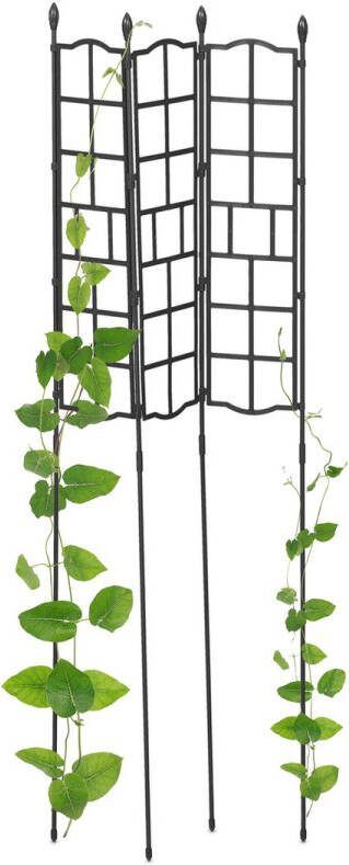 Relaxdays plantenklimrek 124 cm set van 3 zwarte plantensteun rankhulp kunststof