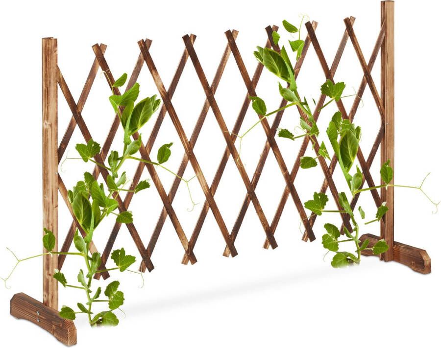Relaxdays plantenklimrek hout uitschuifbaar tot 185 cm schaarhek plantensteun