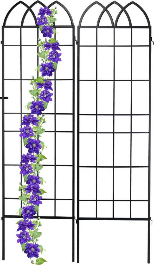 Relaxdays plantenklimrek metaal klimrek voor planten plantensteun 2 stuks zwart