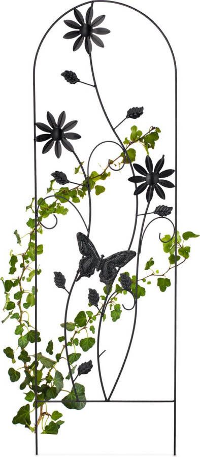 Relaxdays plantenklimrek metaal rankhulp 120 cm zwart klimplantenrek plantensteun zwart