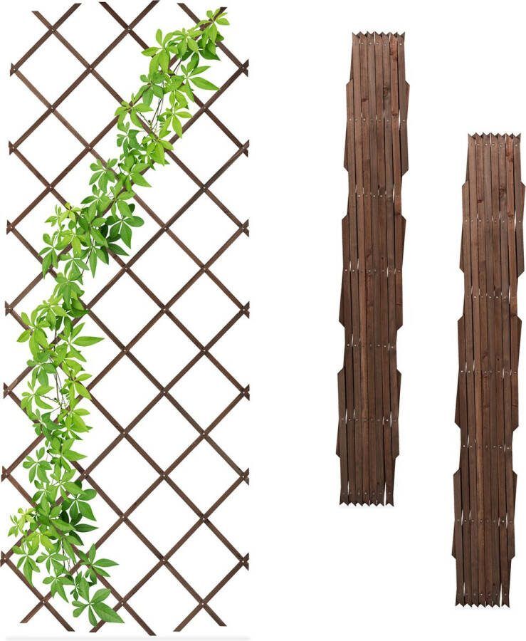 Relaxdays plantenklimrek set van 3 uitschuifbaar 90 x 180 cm houten klimplantenrek