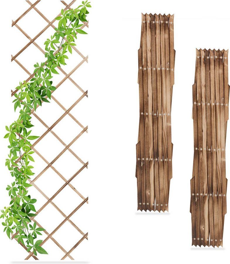 Relaxdays plantenklimrek set van 3 uitschuifbare trellis rankhulp 180 x 60 cm hout