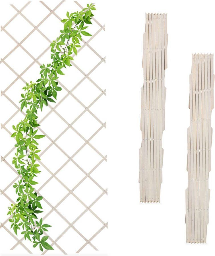 Relaxdays plantenklimrek uitschuifbaar set van 3 klimplantenrek 90x180 cm wit hout