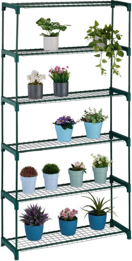 Relaxdays plantenrek binnen 6 etages staal bloemenrek 173 cm hoog planten etagère