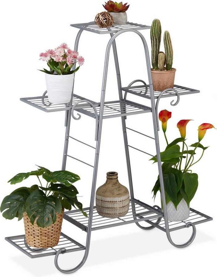 Relaxdays plantenrek binnen 7 etages plantentrap plantenstandaard plantenetagere zilver
